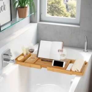 Bamboo Bathtub Adjustable Tray / Table